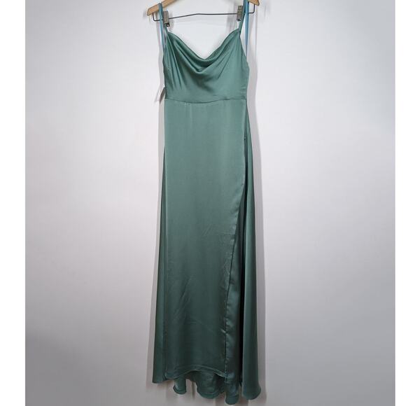 Fame and Partners Strappy Draped Rosabel Gown Green Maxi Dress Size 4 US - Picture 3 of 12